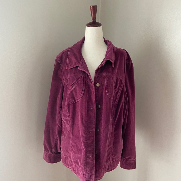 Vintage Velvet Caribbean Joe Burgundy Cotton Button Down Shacket Barn Jacket 2X - Picture 5 of 10